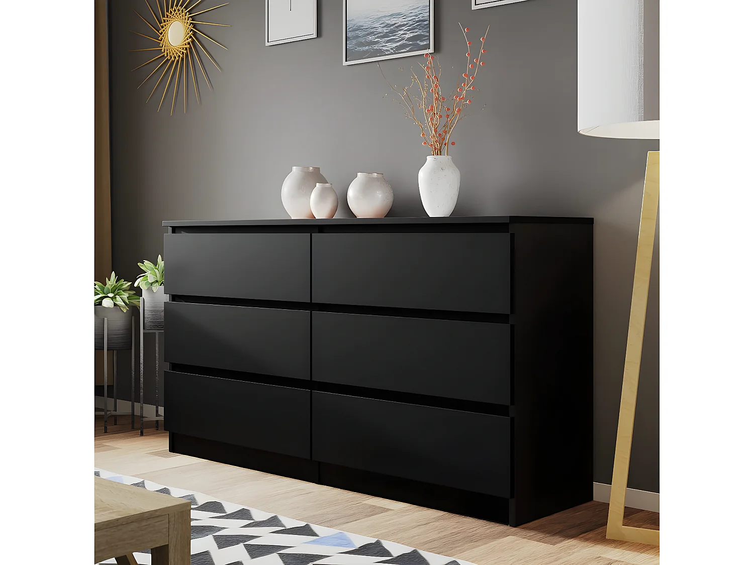 Commode "Malwa M6" - 139 x 40 x 77 cm - Noir