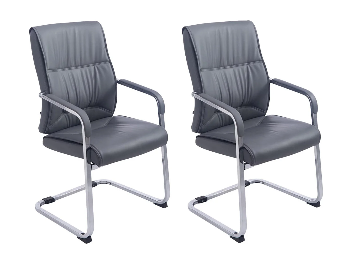 Lot de 2  chaises oscillantes - Similicuir & Nature - Gris - Anubis