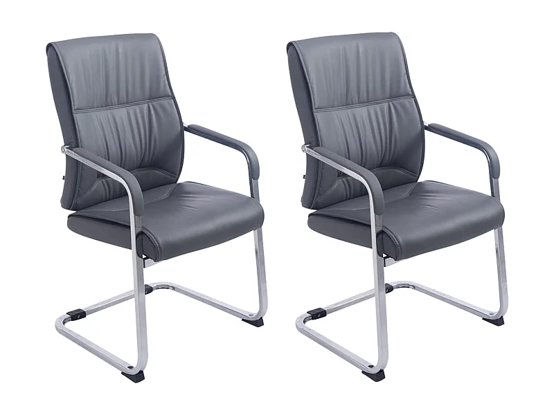 Lot de 2  chaises oscillantes - Similicuir & Nature - Gris - Anubis