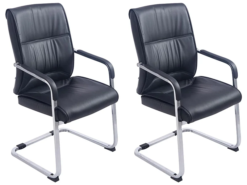 Lot de 2  chaises oscillantes - Similicuir - Noir - Anubis