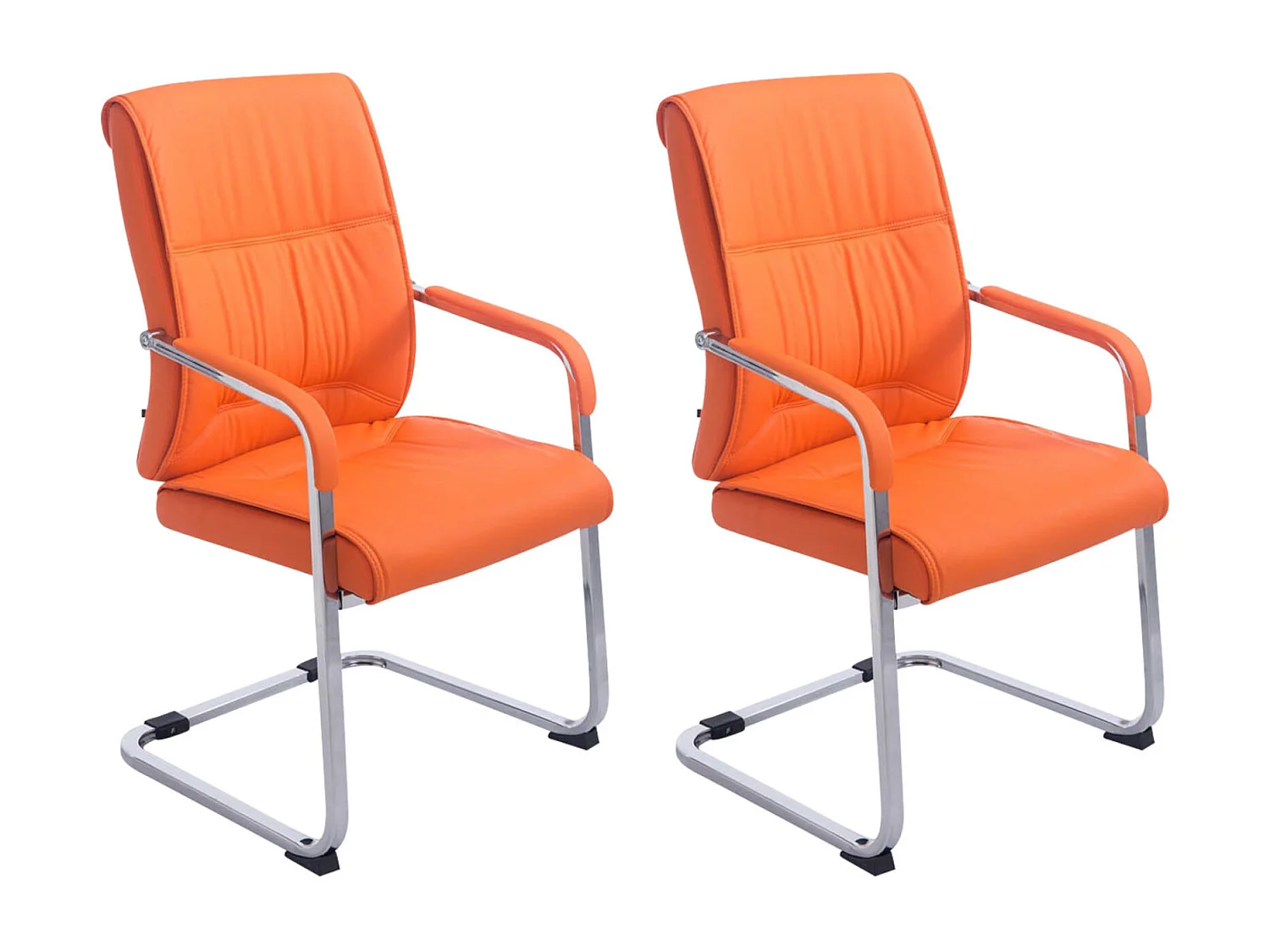 Lot de 2  chaises oscillantes - Similicuir & Nature - Orange - Anubis