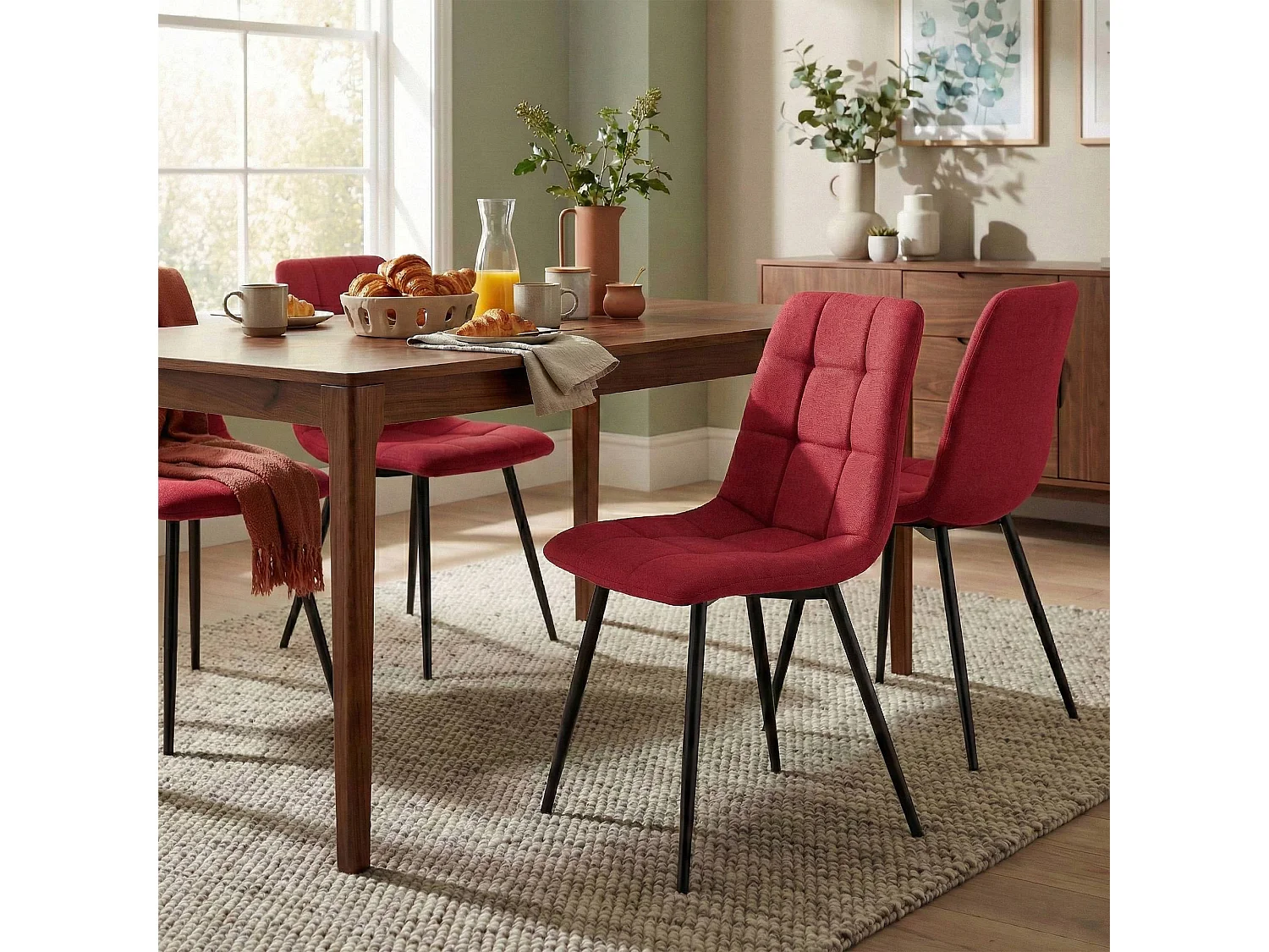 chaise salle à manger - Tissu & Nature - Rouge - Antibe