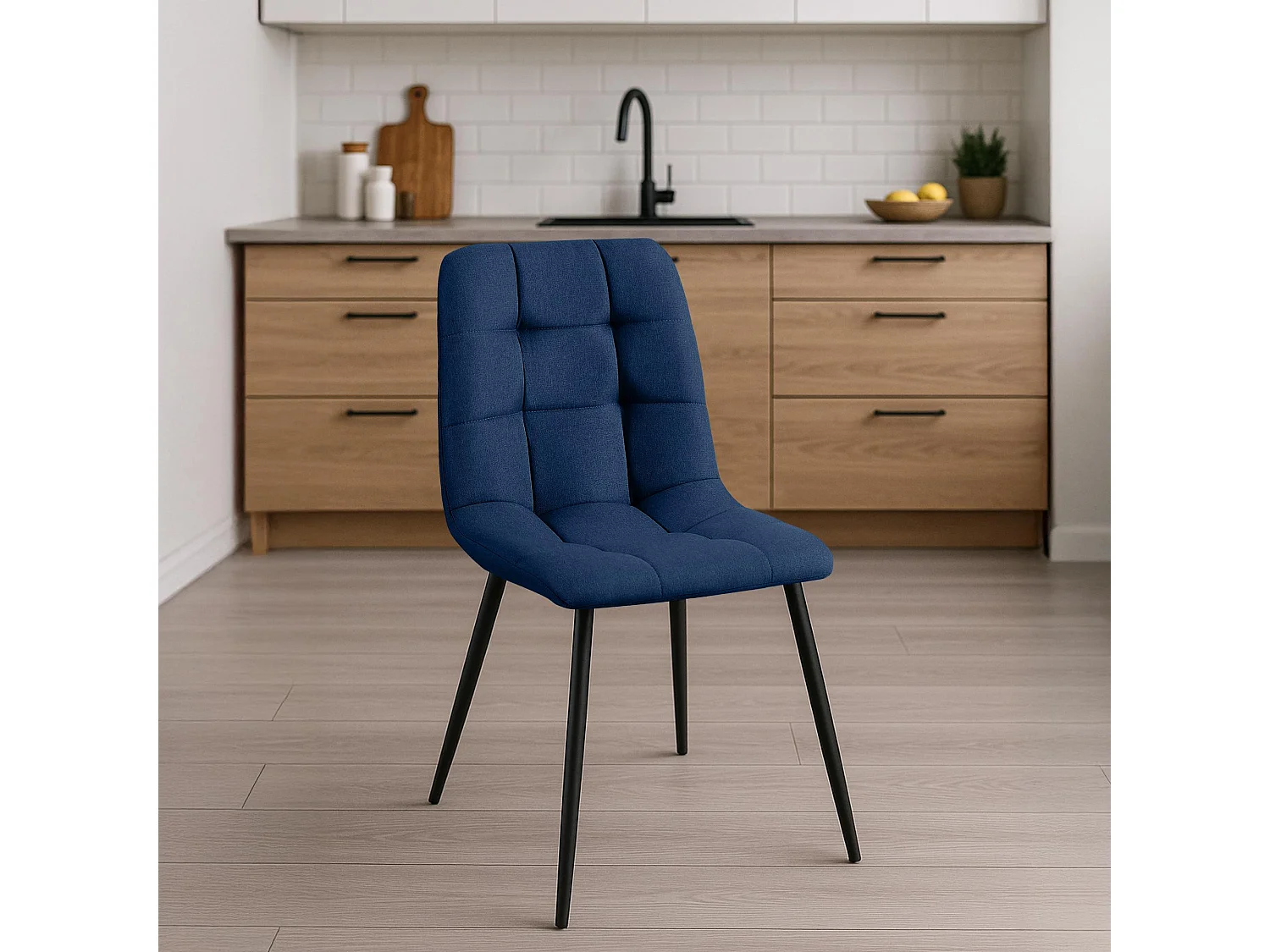 Eetkamerstoelen - Stof & zwart - blauw - Antibes
