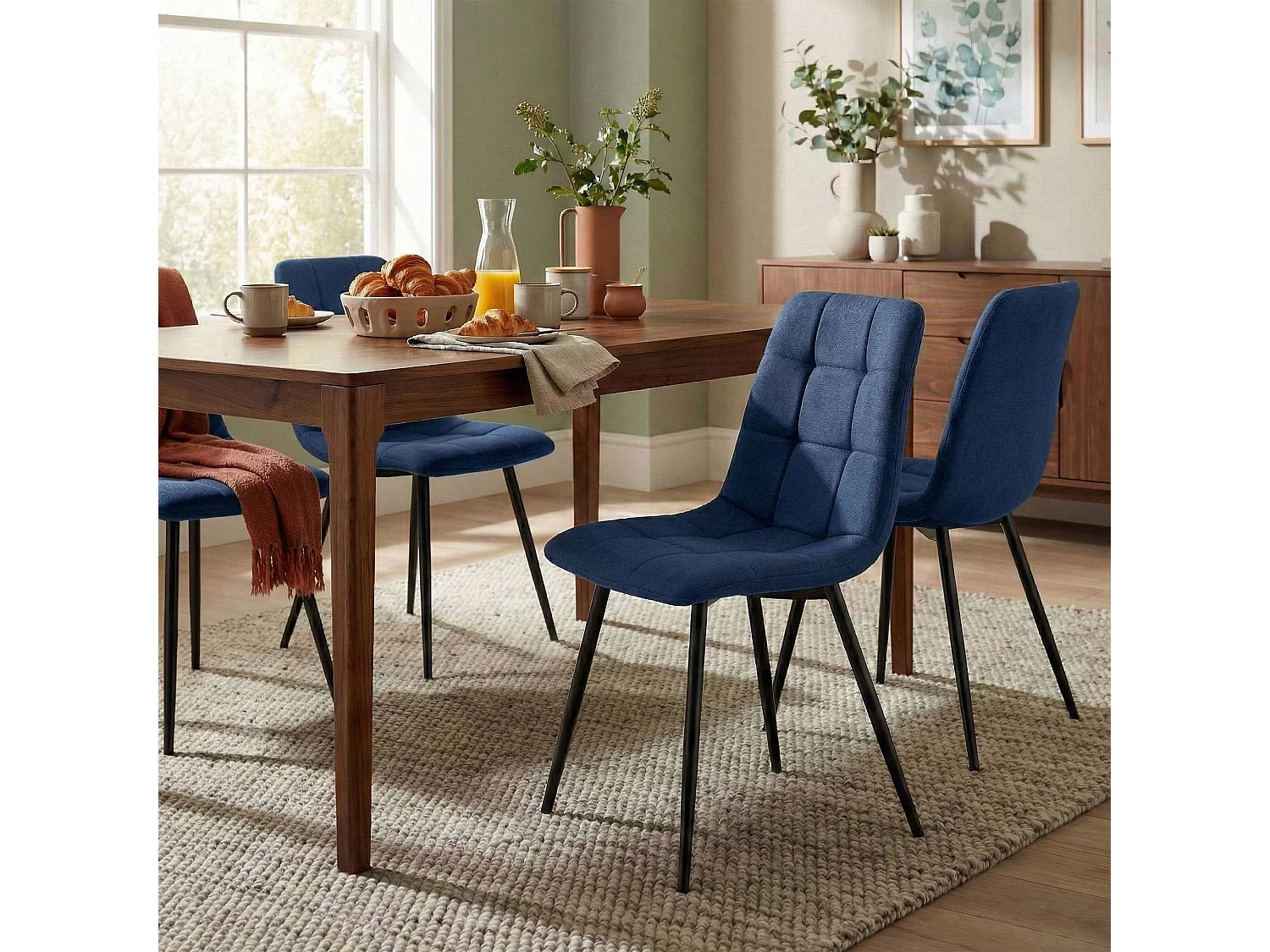 chaise salle à manger - Tissu & Nature - Bleu - Antibe