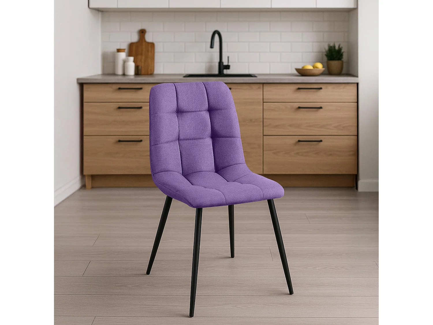 chaise salle à manger - Tissu & Noir - Violet - Antibes