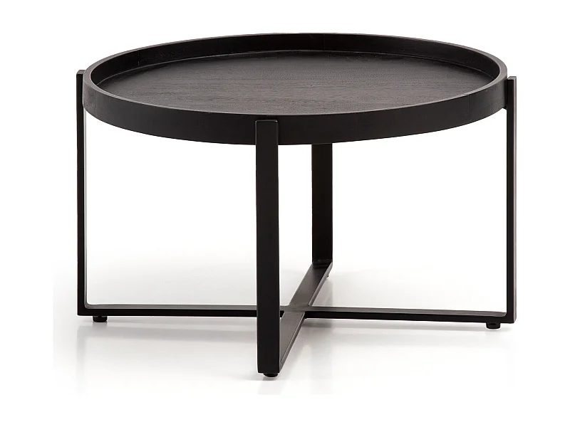 Couchtisch Sofatisch Massivholz Schwarz 60x60x35 cm Wohnzimmertisch Rund