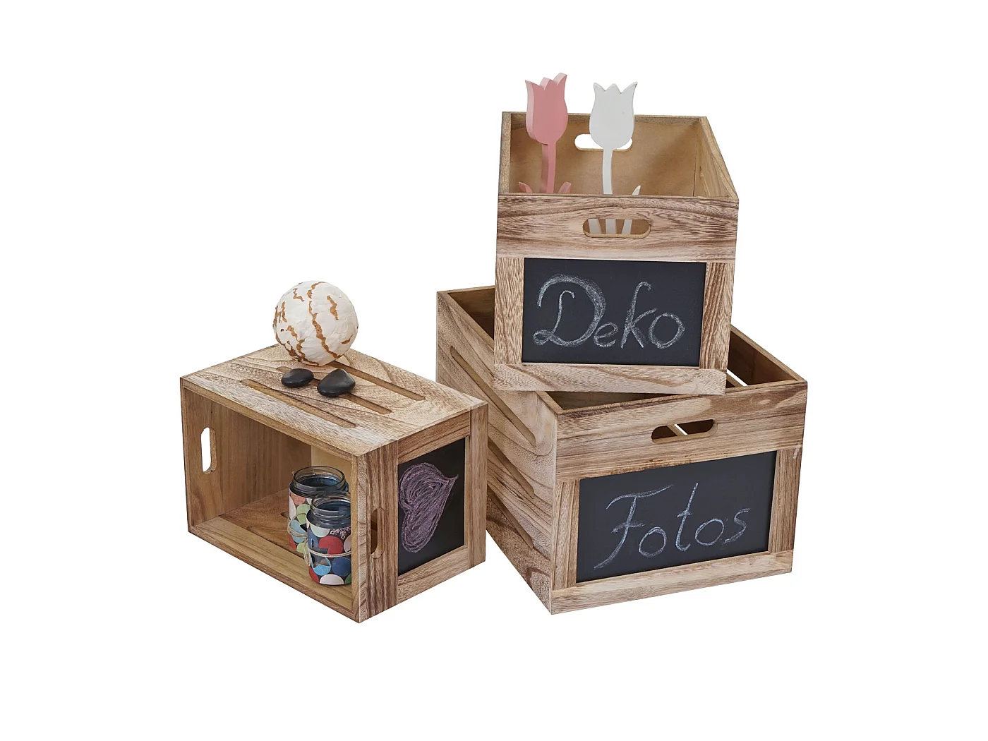 Caisse en bois MCW-E11 (set de 3),  couleur bois