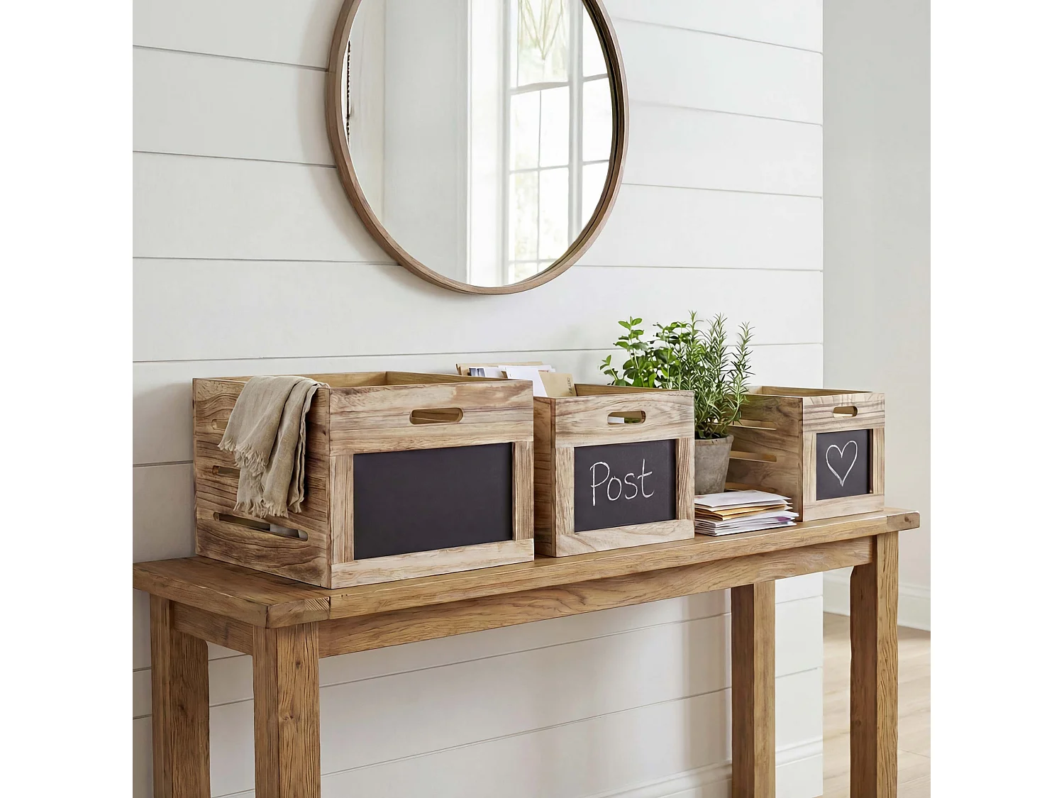 Skrzynka drewniana MCW-E11 (zestaw 3 szt.),  naturalny brąz