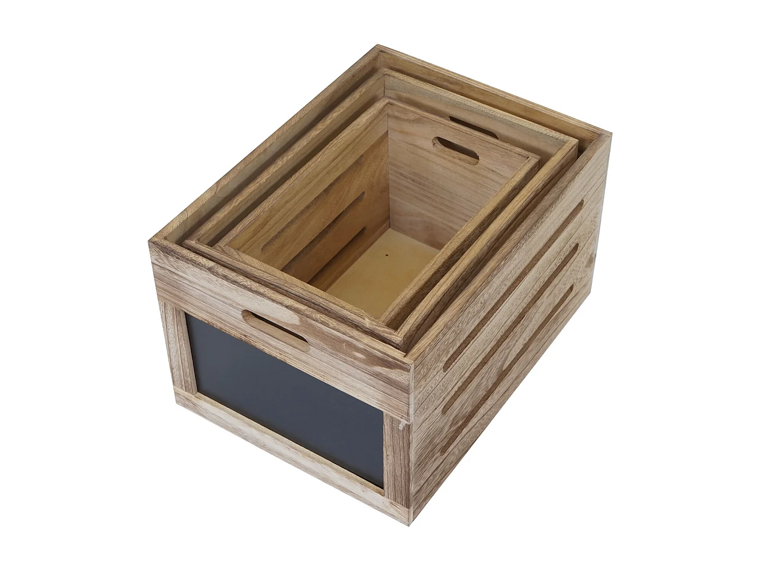 Skrzynka drewniana MCW-E11 (zestaw 3 szt.),  naturalny brąz