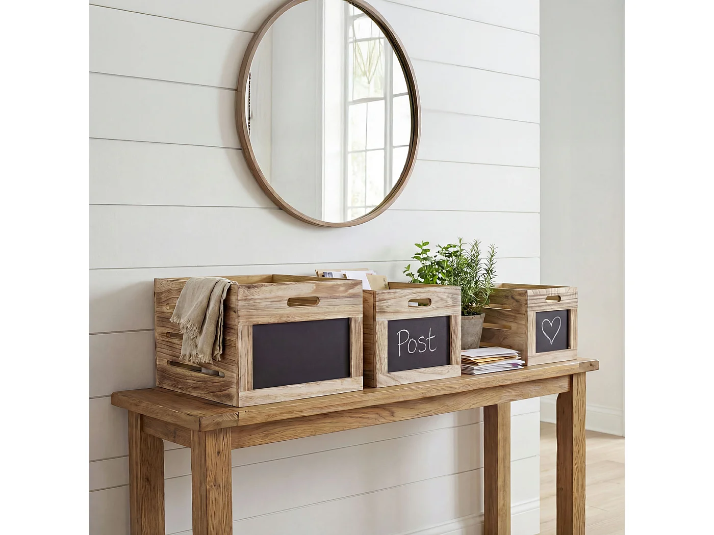 Skrzynka drewniana MCW-E11 (zestaw 3 szt.),  naturalny brąz