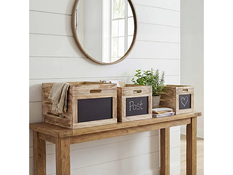 Skrzynka drewniana MCW-E11 (zestaw 3 szt.),  naturalny brąz