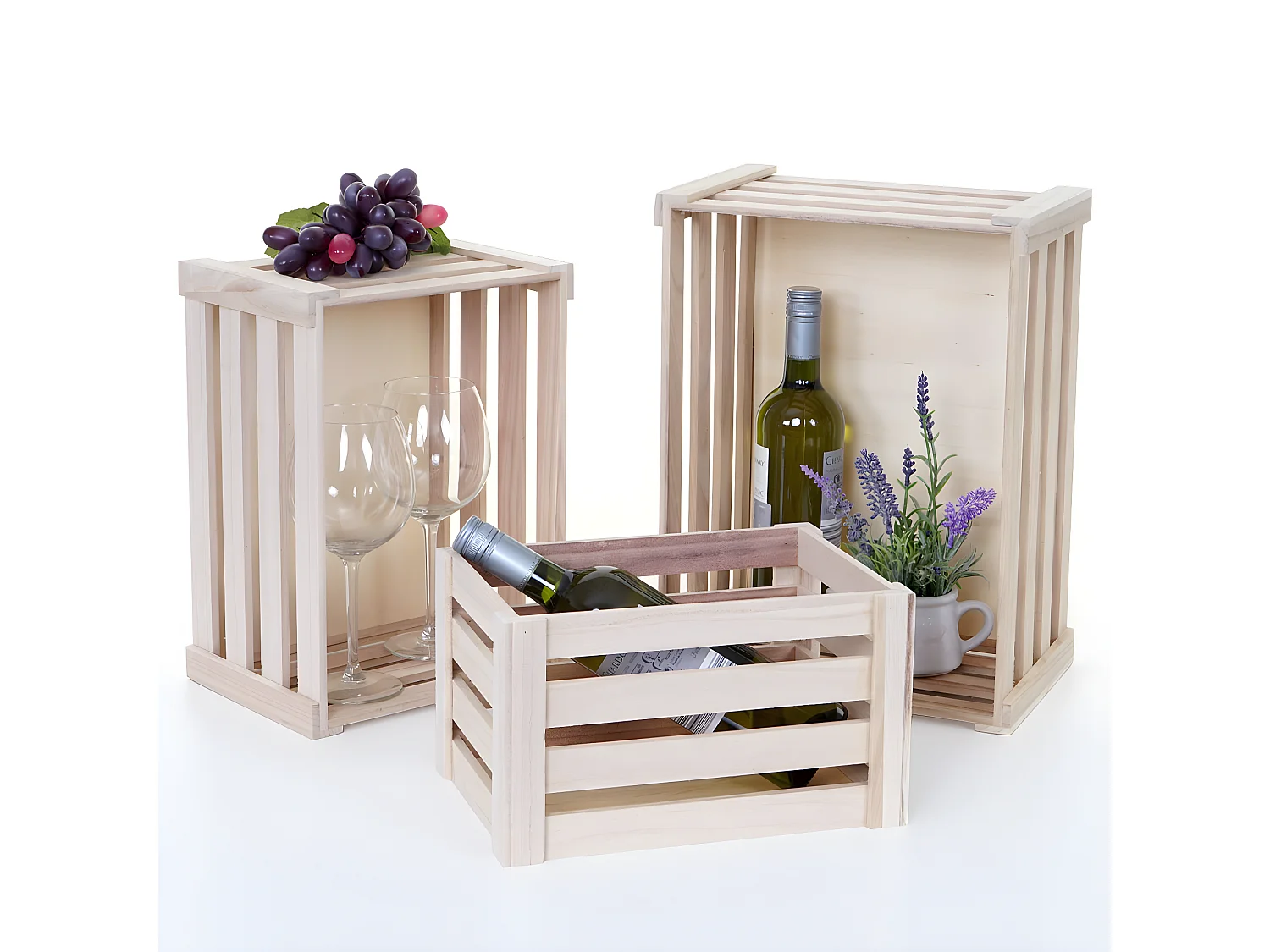 Holzkiste MCW-C56 (3er-Set), Naturfarben