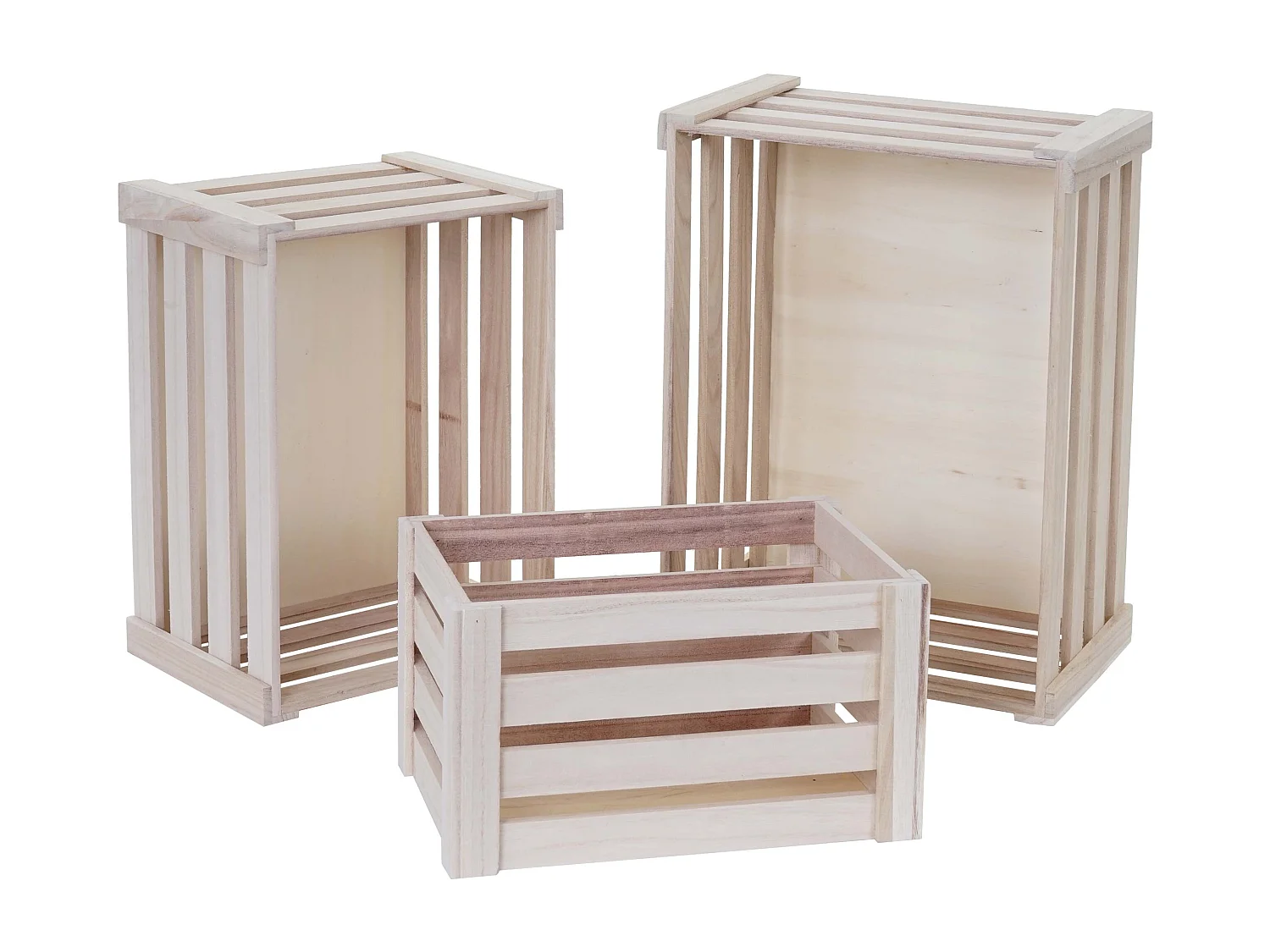 Skrzynka drewniana MCW-C56 (zestaw 3 sztuk),  kolor naturalny