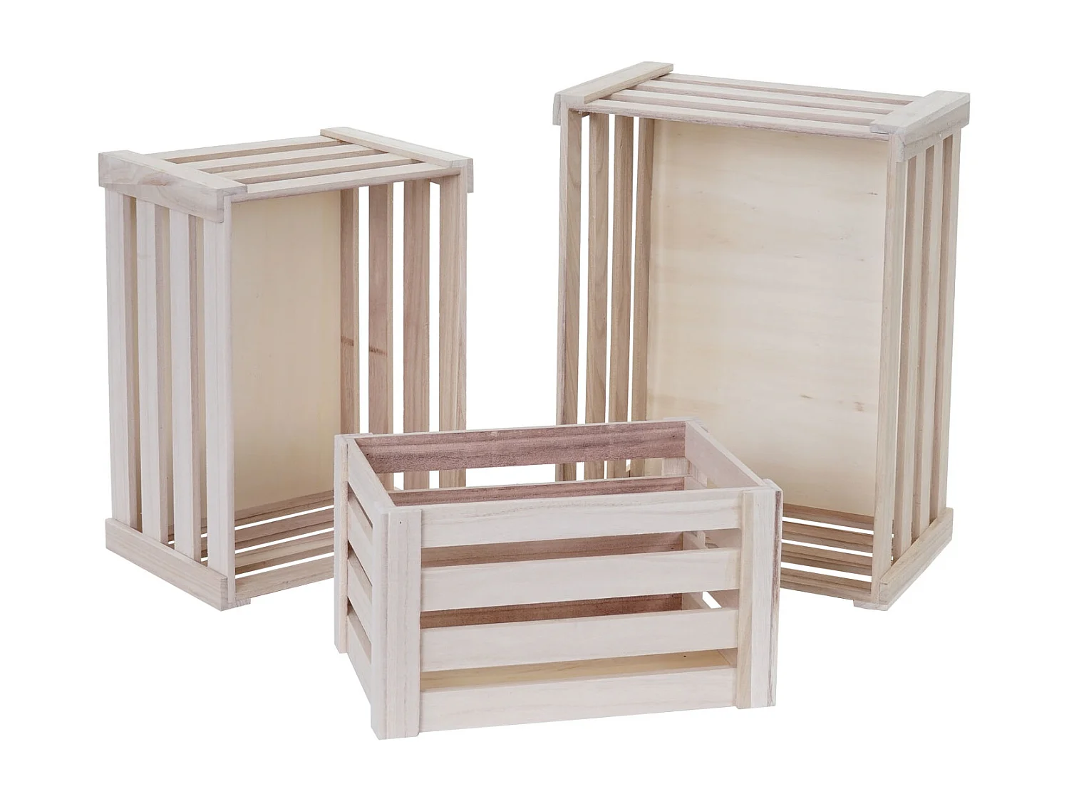 Skrzynka drewniana MCW-C56 (zestaw 3 sztuk),  kolor naturalny