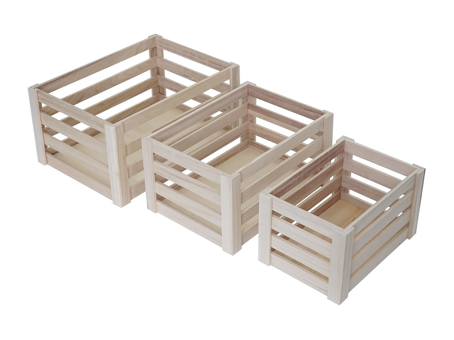 Skrzynka drewniana MCW-C56 (zestaw 3 sztuk),  kolor naturalny