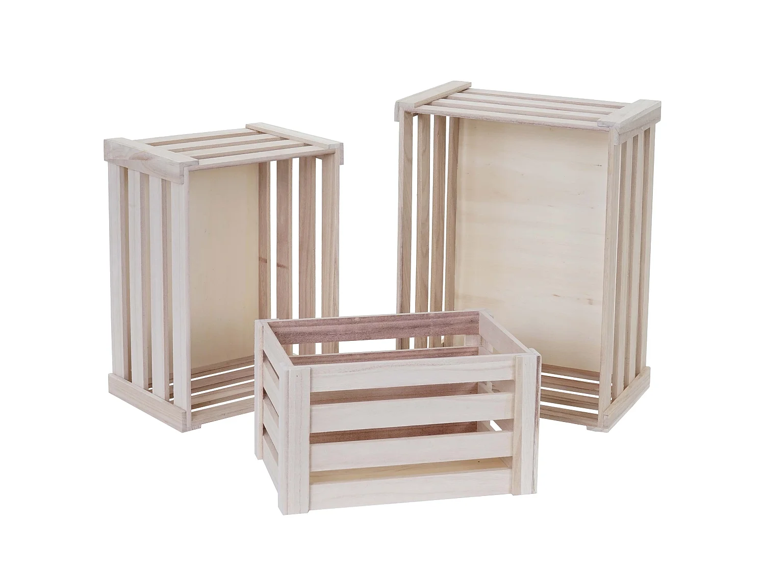 Caisse en bois MCW-C56 (set de 3),  couleur naturelle, shabby