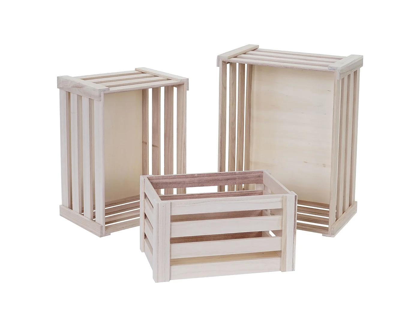 Caisse en bois MCW-C56 (set de 3),  couleur naturelle, shabby
