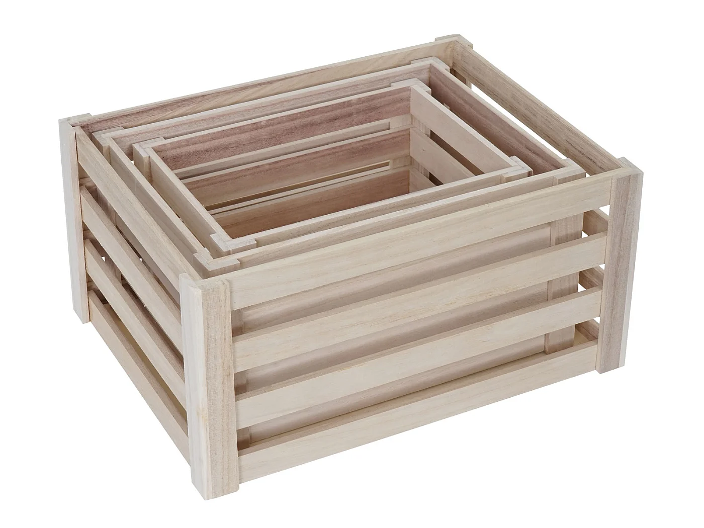 Caisse en bois MCW-C56 (set de 3),  couleur naturelle, shabby