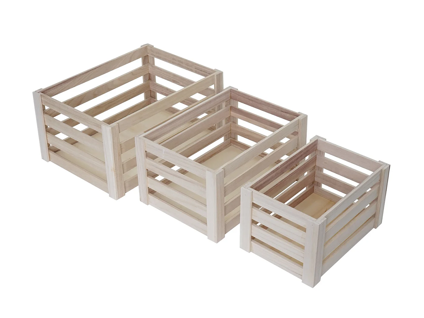 Caisse en bois MCW-C56 (set de 3),  couleur naturelle, shabby