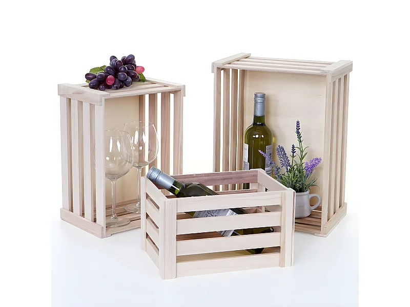 Caixa de madeira MCW-C56 (conjunto de 3),  cor natural