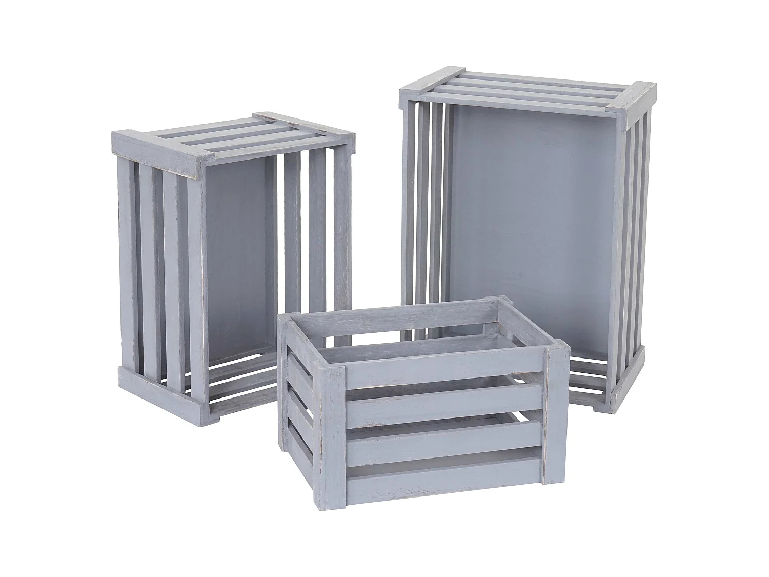 Caisse en bois MCW-C56 (set de 3),  gris shabby