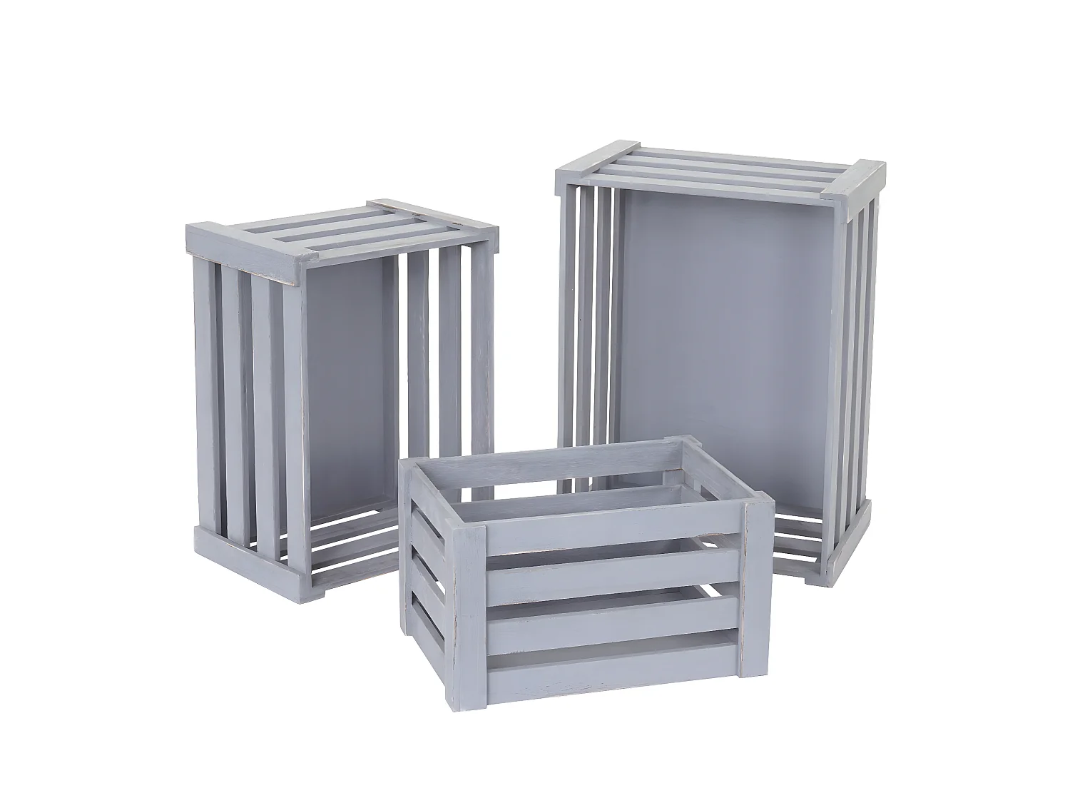 Caisse en bois MCW-C56 (set de 3),  gris shabby