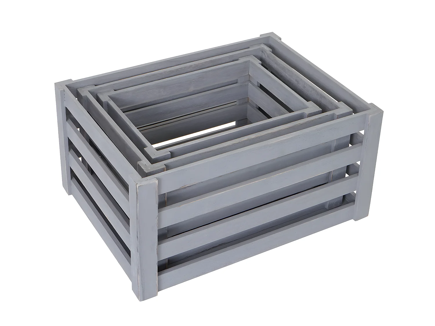 Caisse en bois MCW-C56 (set de 3),  gris shabby