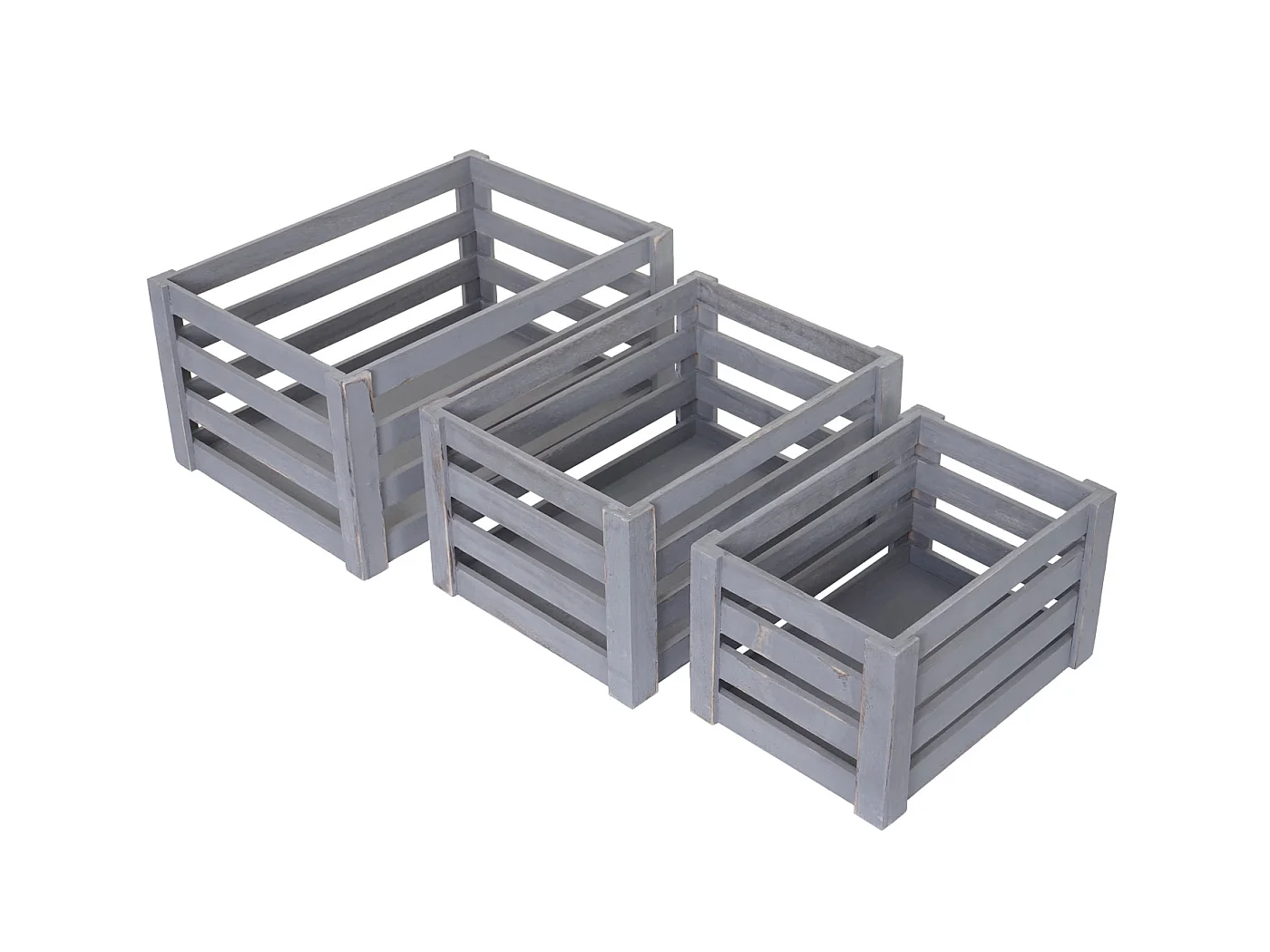 Caisse en bois MCW-C56 (set de 3),  gris shabby