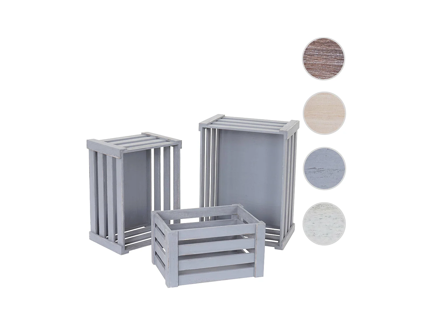 Caisse en bois MCW-C56 (set de 3),  gris shabby