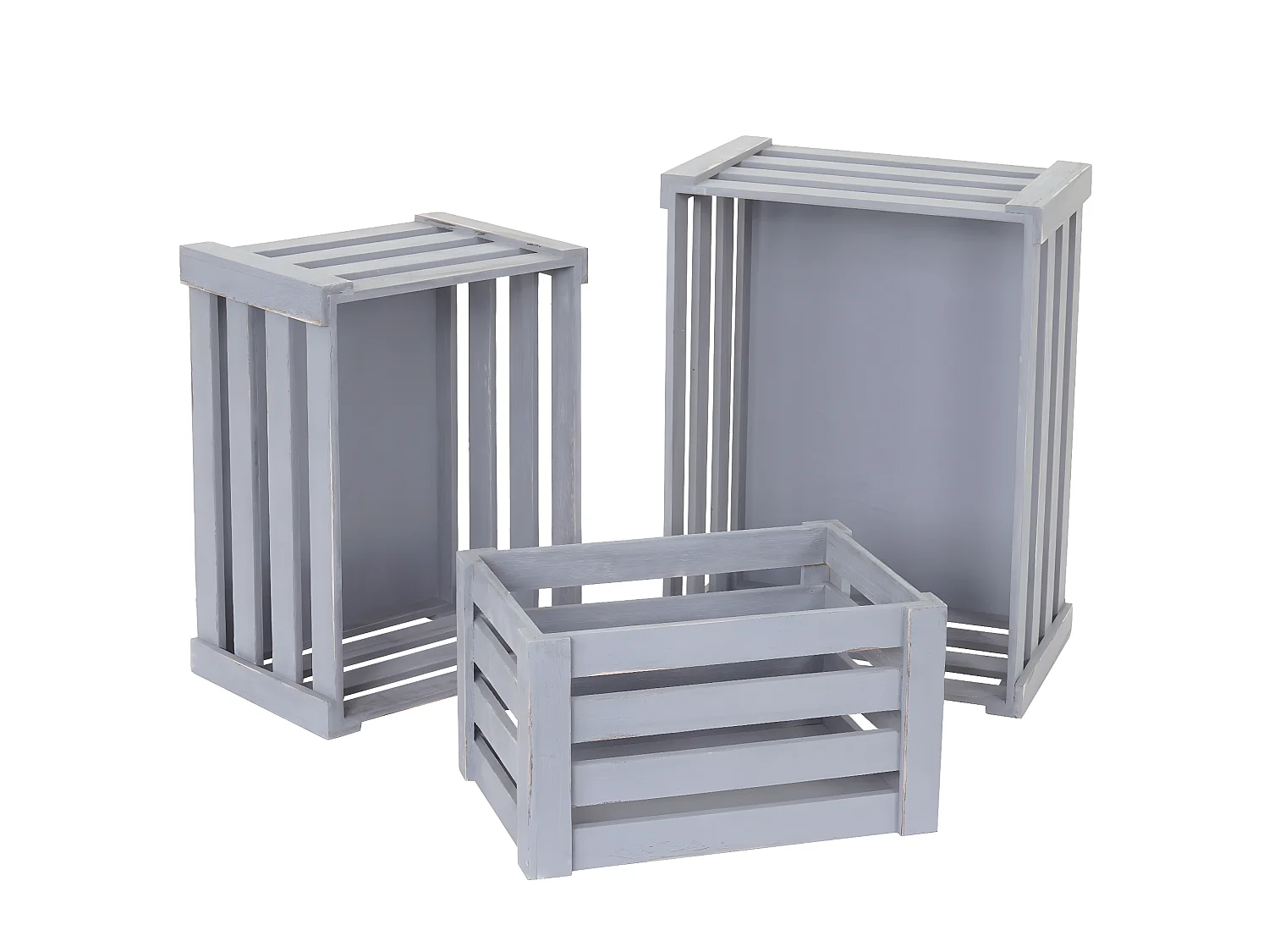 Caisse en bois MCW-C56 (set de 3),  gris shabby