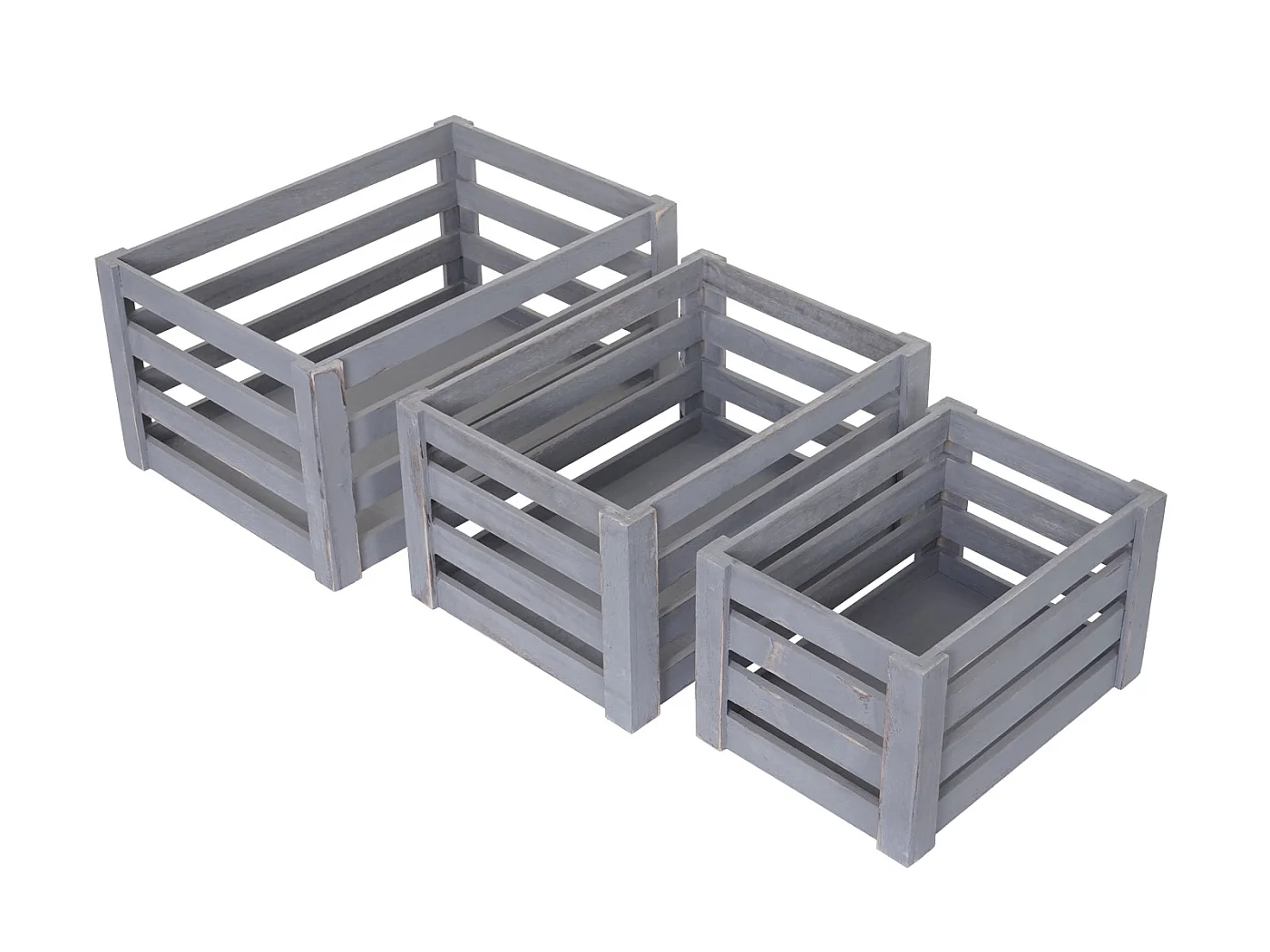 Caisse en bois MCW-C56 (set de 3),  gris shabby