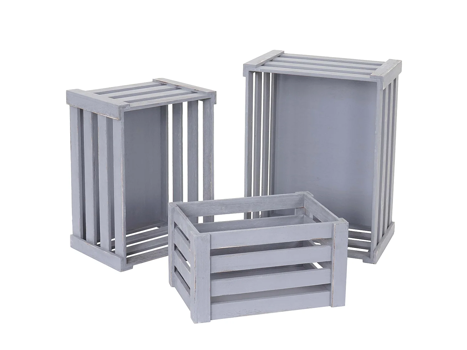 Caisse en bois MCW-C56 (set de 3),  gris shabby