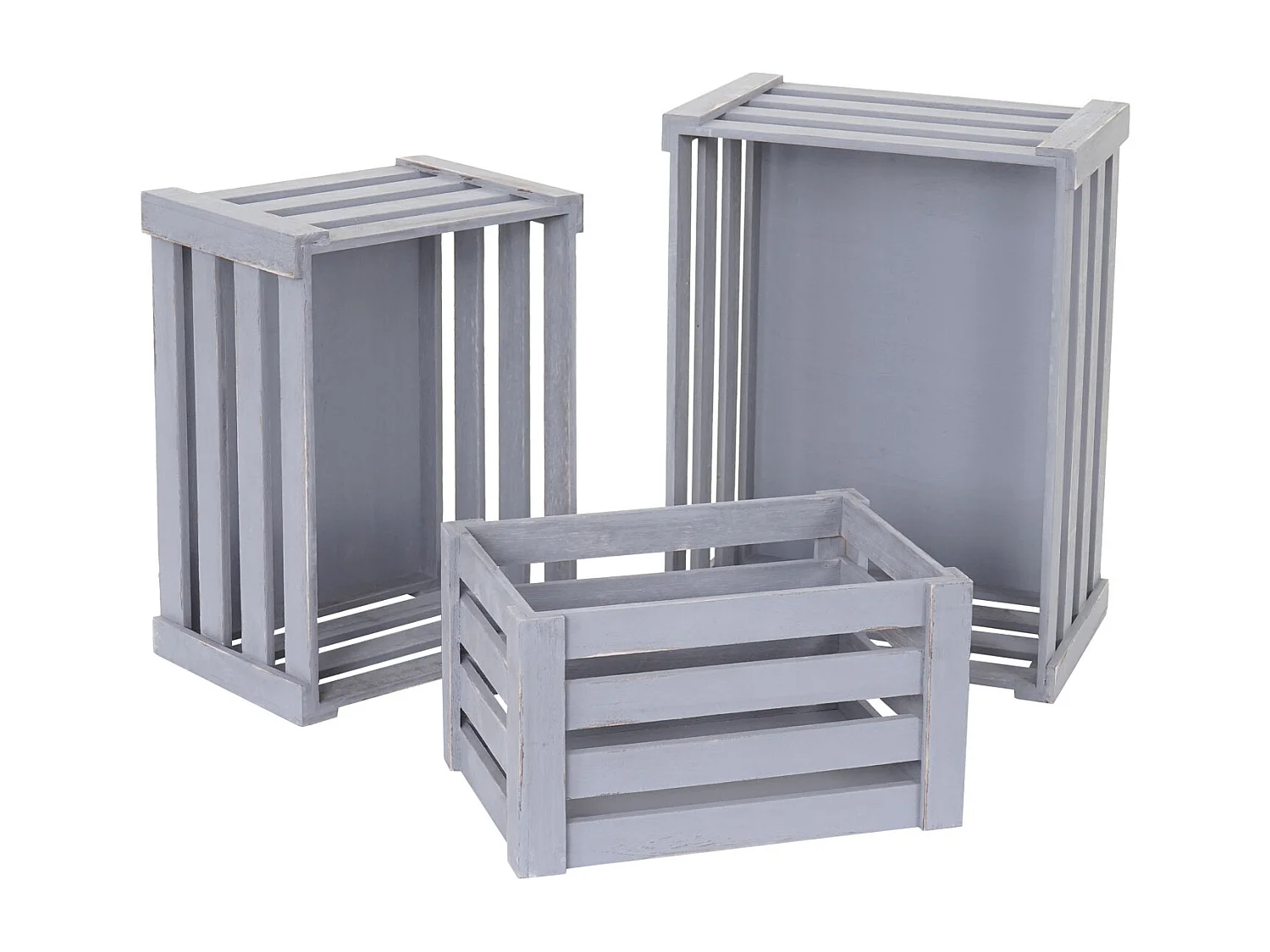 Caisse en bois MCW-C56 (set de 3),  gris shabby