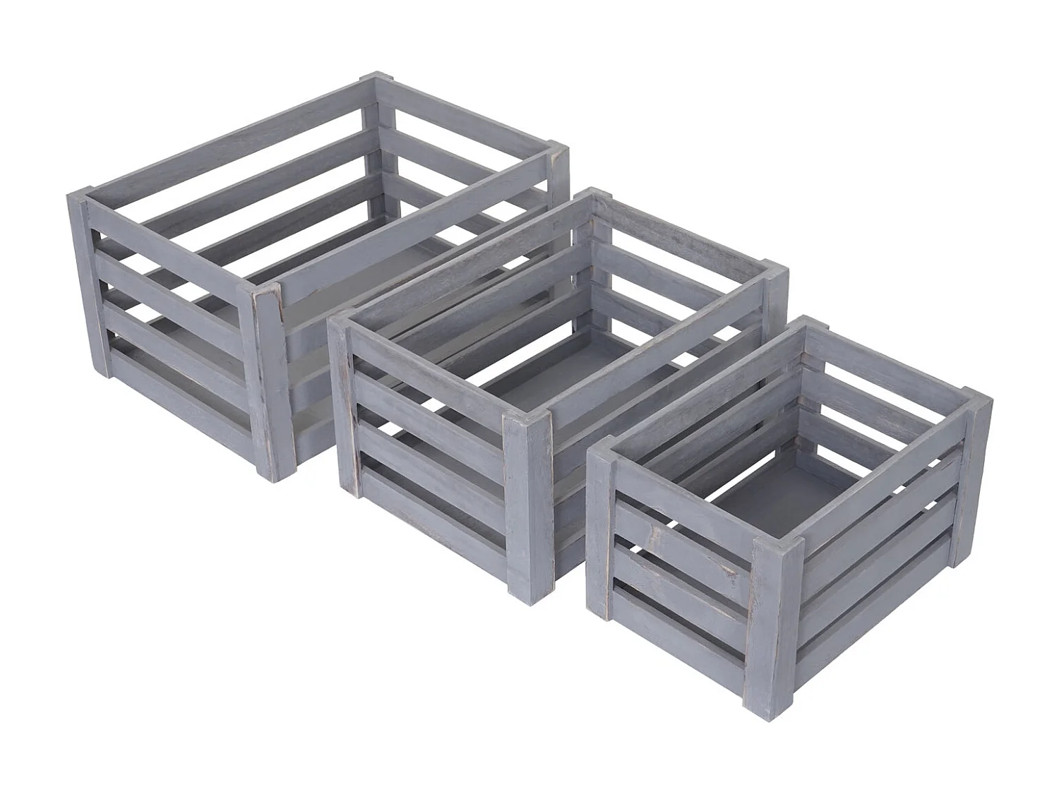 Caisse en bois MCW-C56 (set de 3),  gris shabby