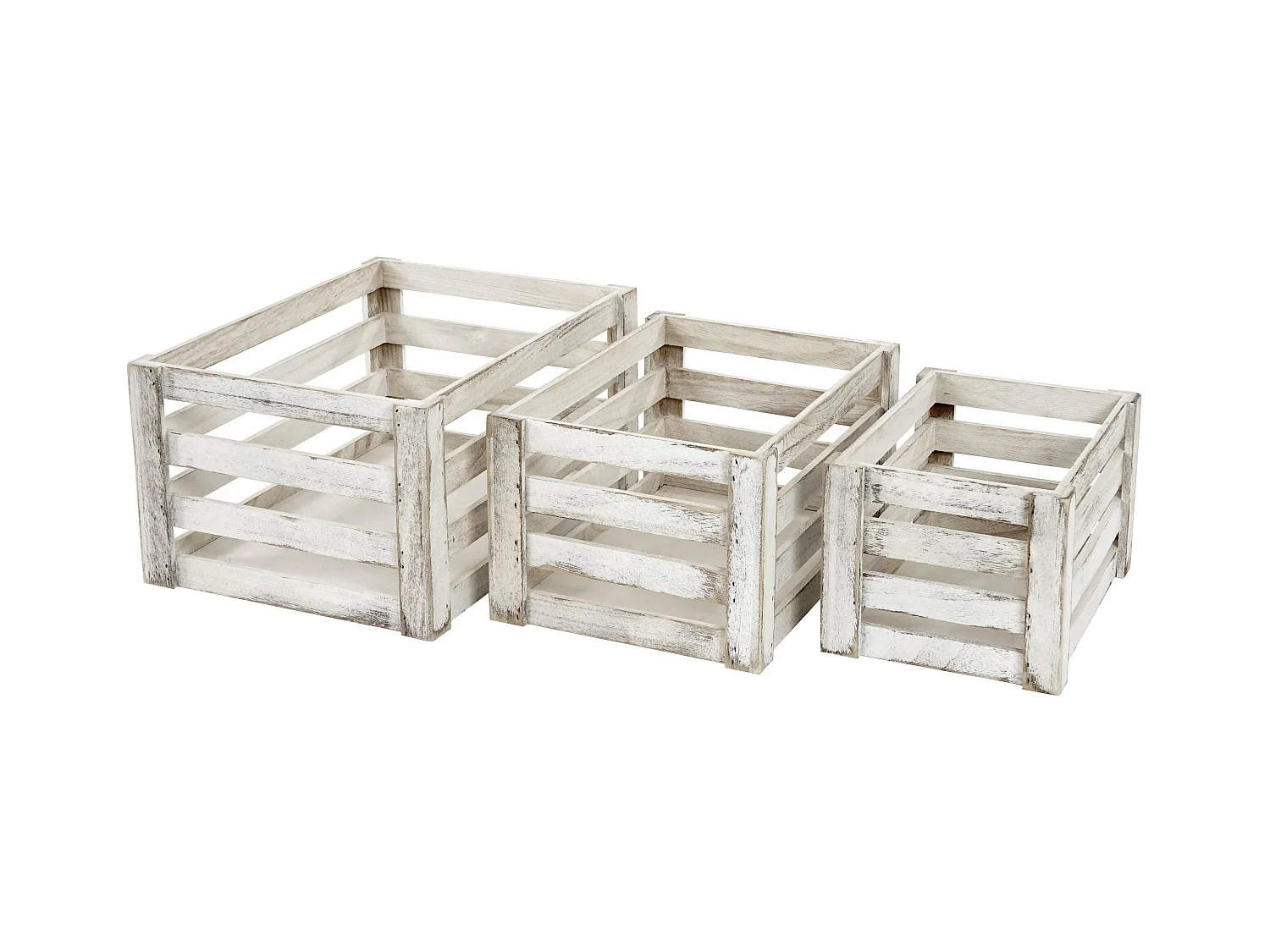 Caisse en bois MCW-C56 (set de 3),  blanc shabby