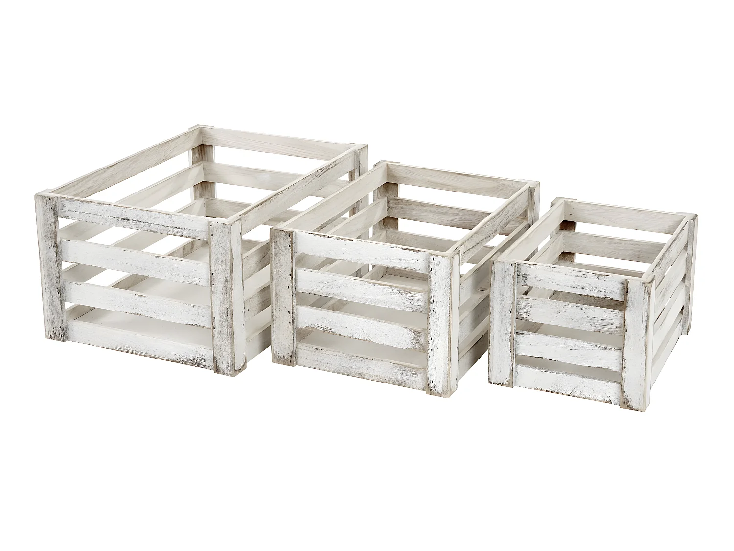 Caisse en bois MCW-C56 (set de 3),  blanc shabby