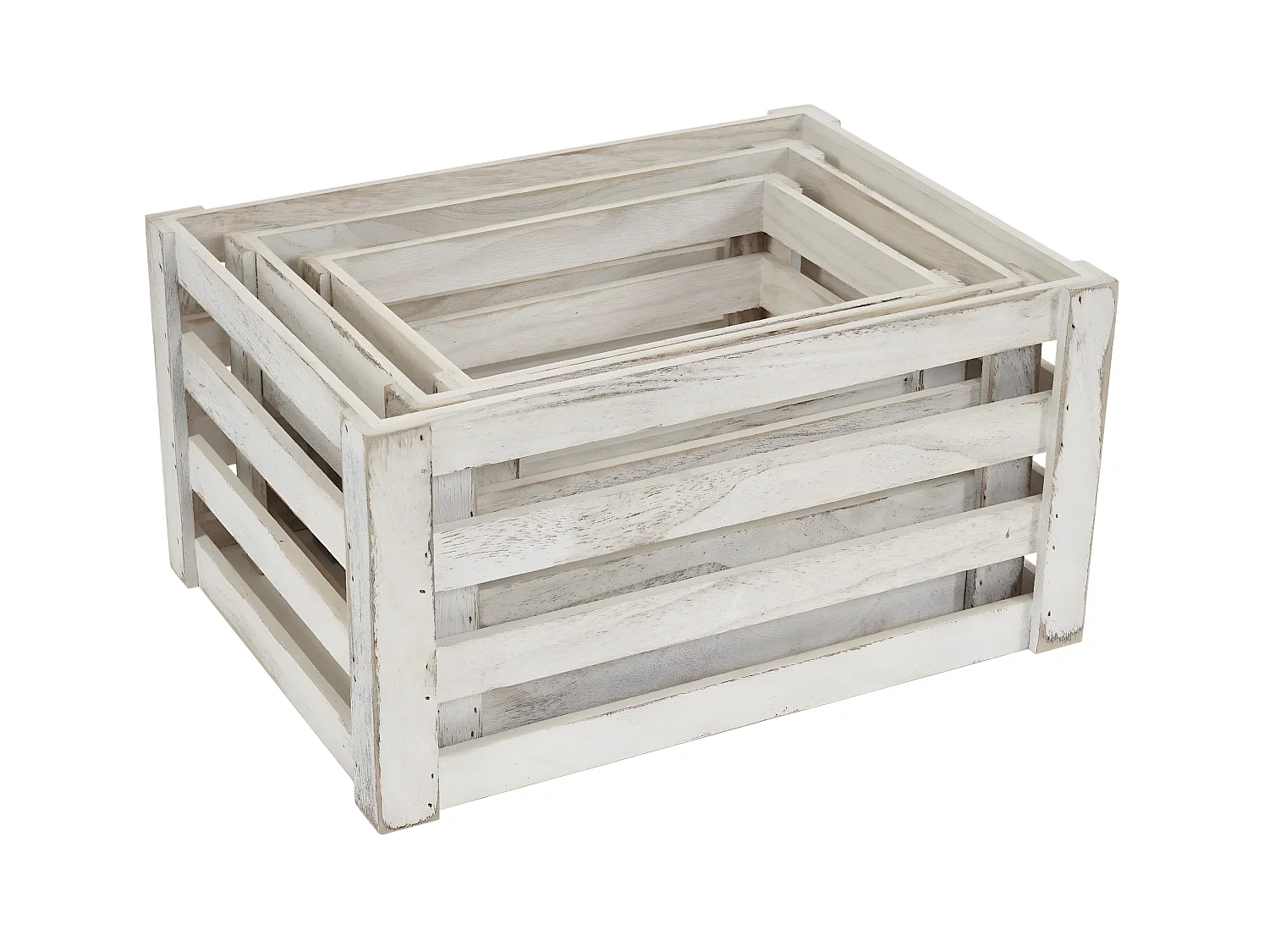 Caisse en bois MCW-C56 (set de 3),  blanc shabby