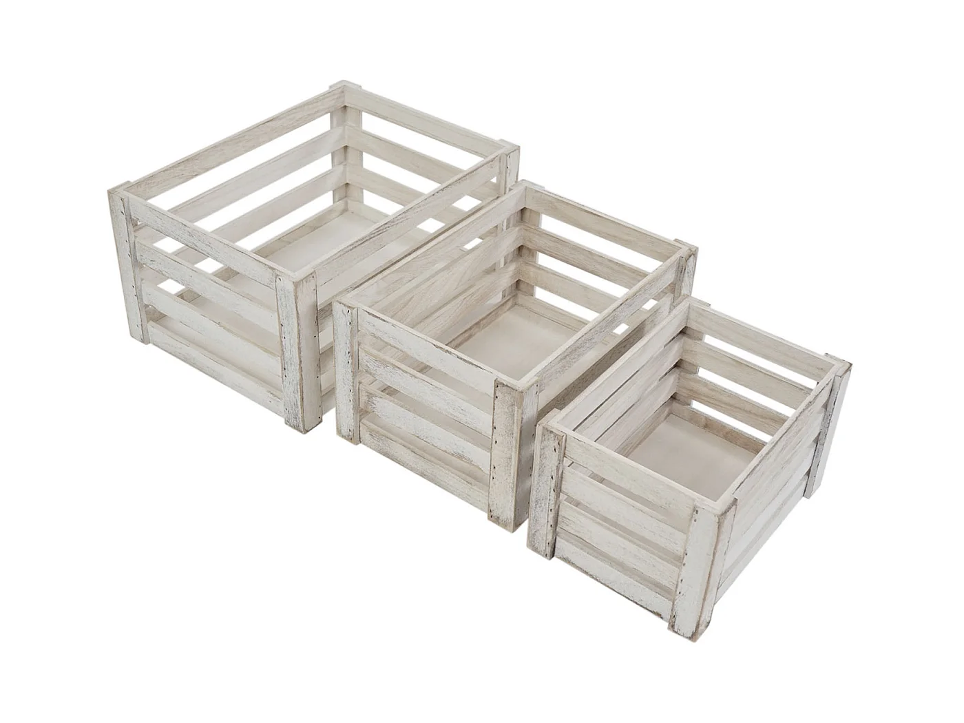 Caisse en bois MCW-C56 (set de 3),  blanc shabby