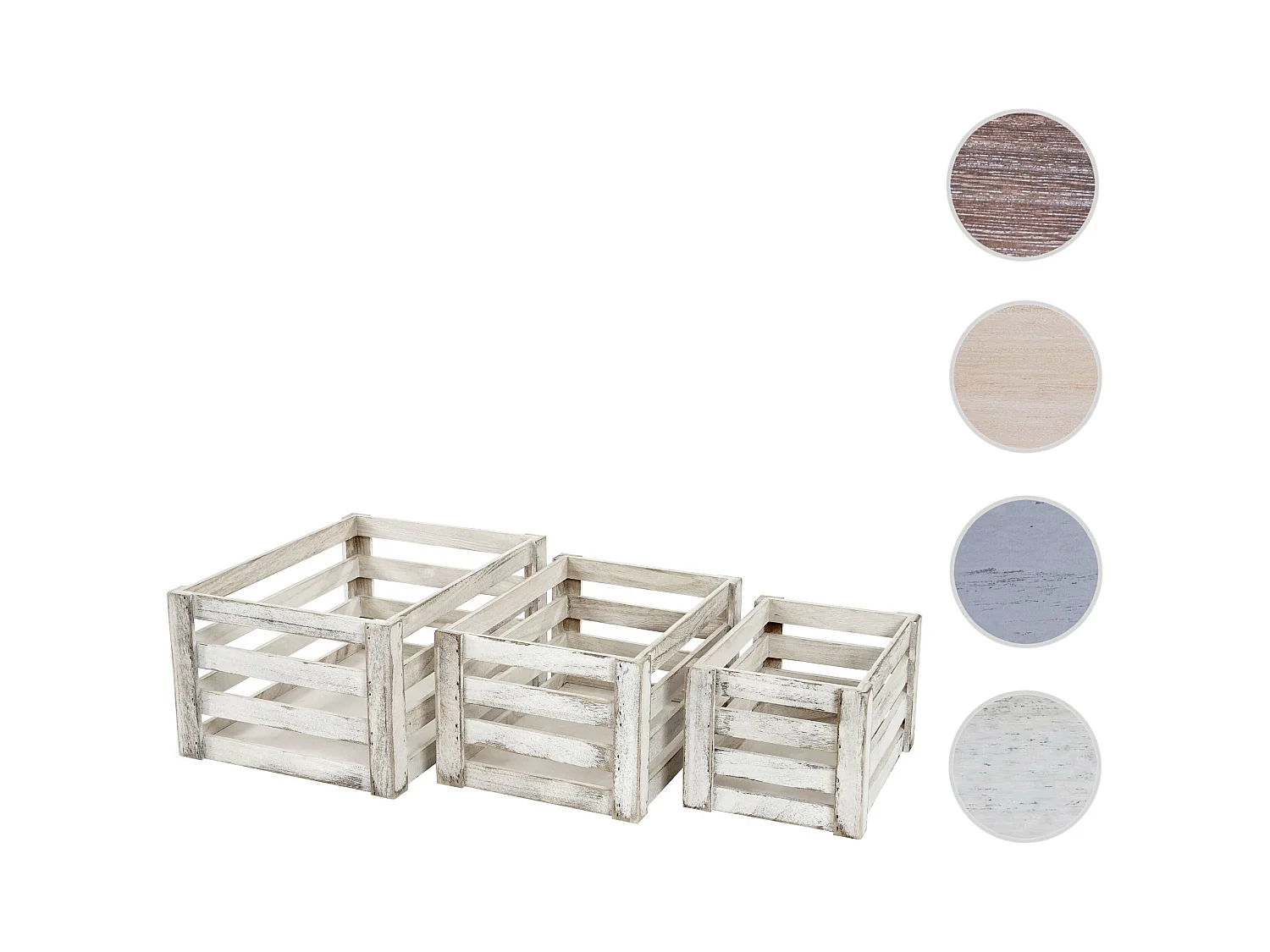 Caisse en bois MCW-C56 (set de 3),  blanc shabby