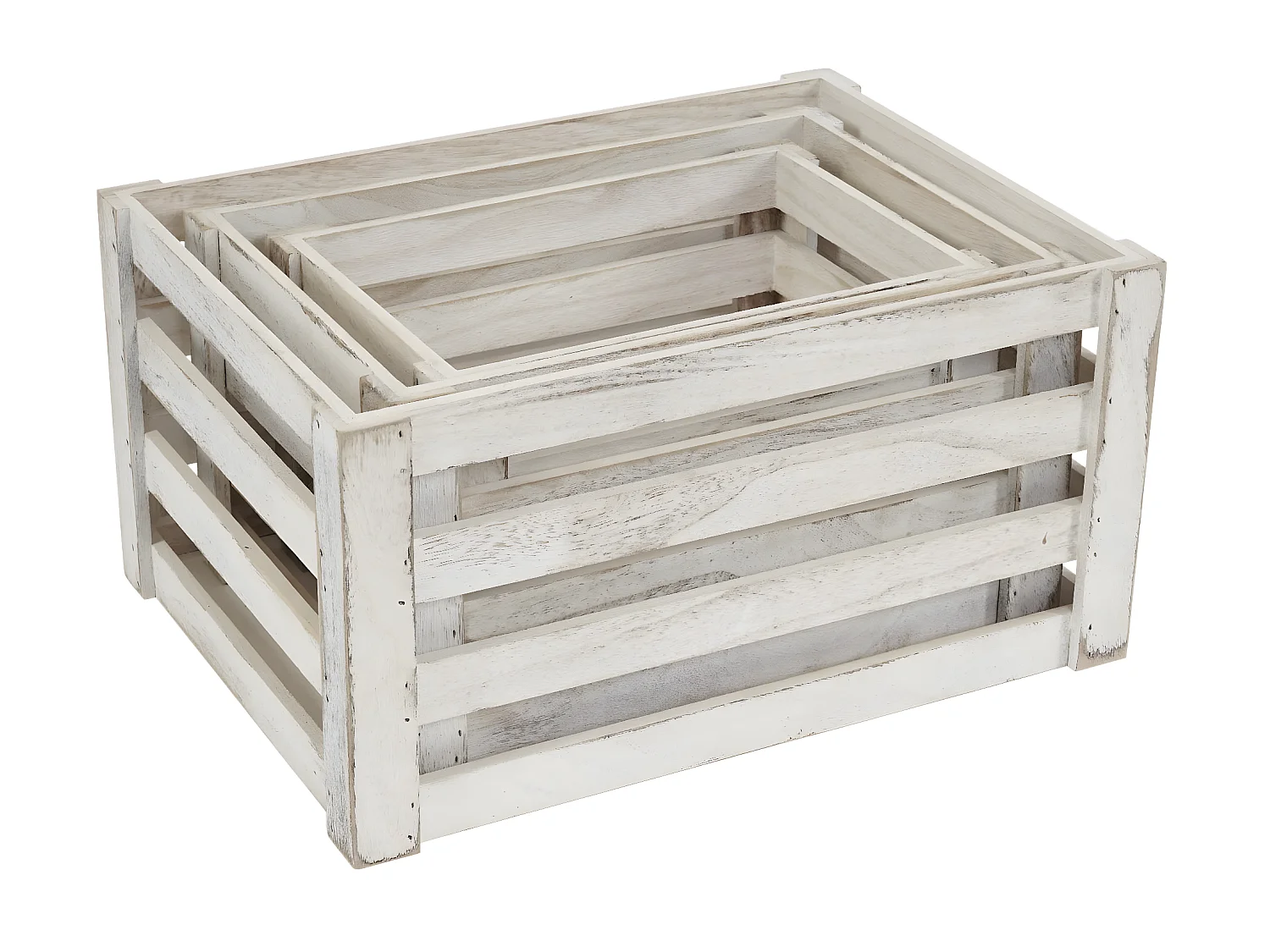Caisse en bois MCW-C56 (set de 3),  blanc shabby