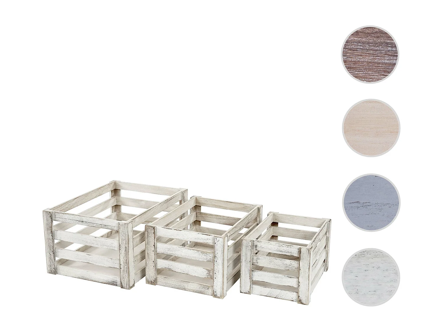 Caisse en bois MCW-C56 (set de 3),  blanc shabby