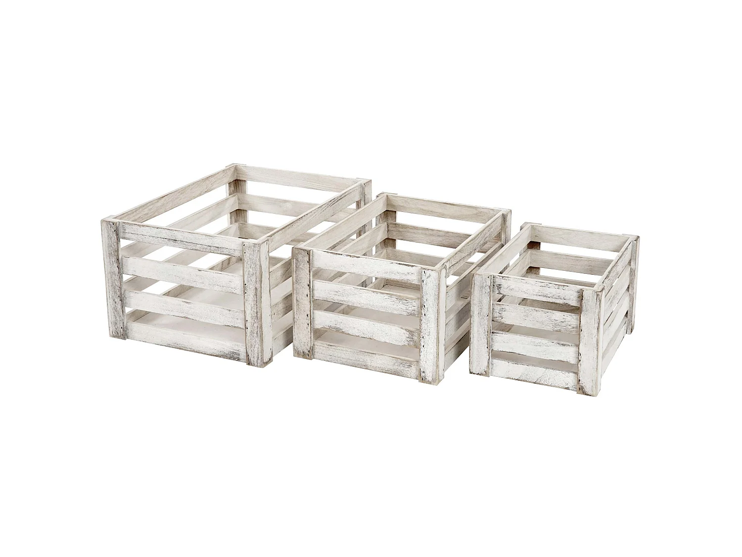 Caisse en bois MCW-C56 (set de 3),  blanc shabby