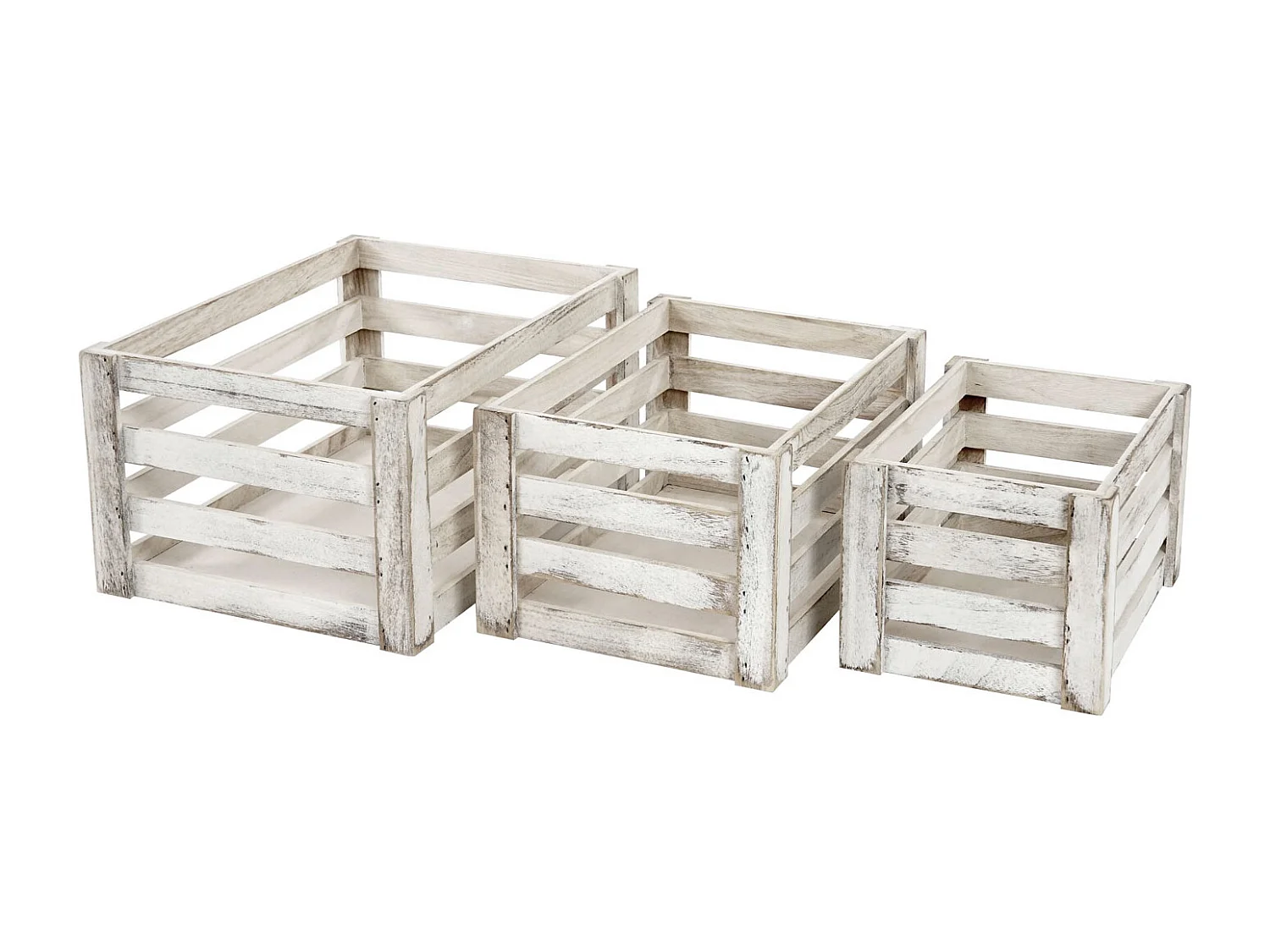 Caisse en bois MCW-C56 (set de 3),  blanc shabby
