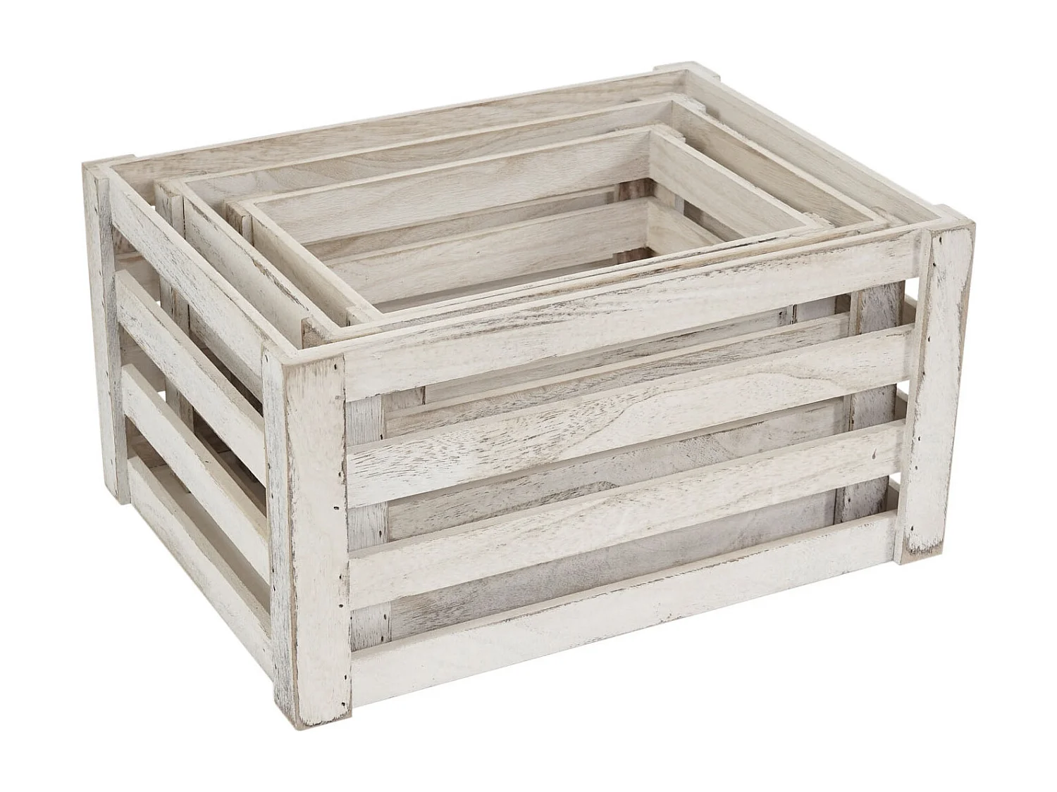 Caisse en bois MCW-C56 (set de 3),  blanc shabby