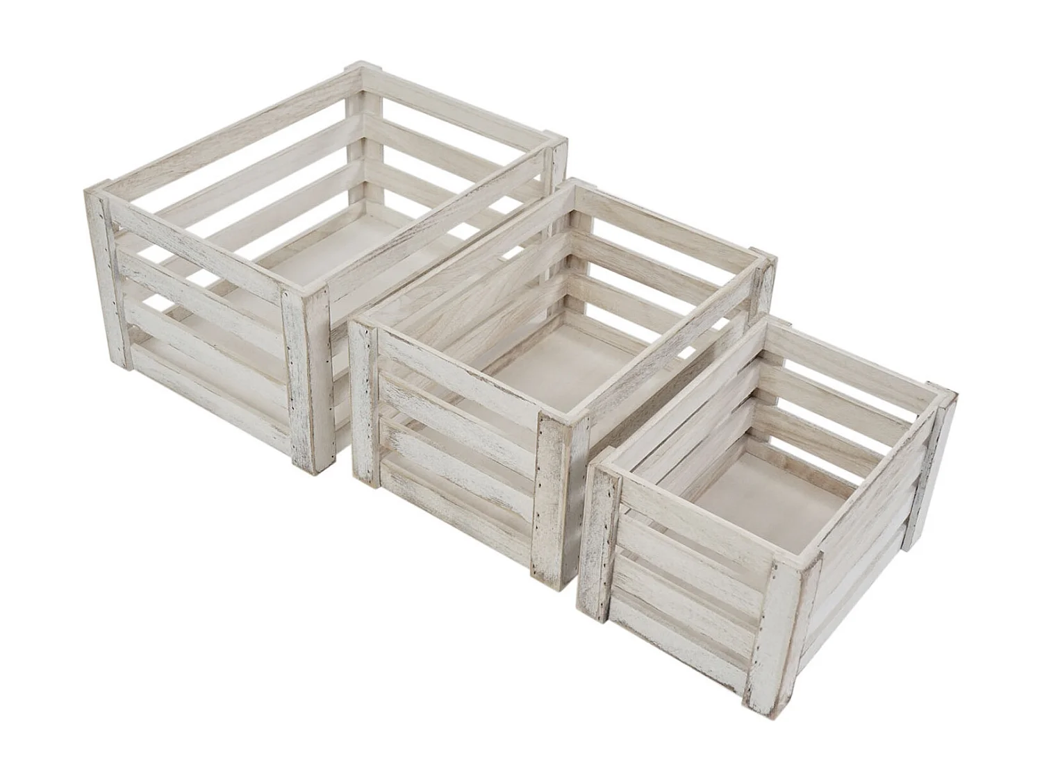 Caisse en bois MCW-C56 (set de 3),  blanc shabby