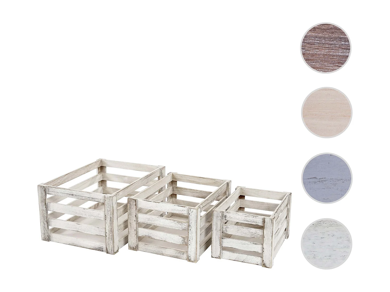 Caisse en bois MCW-C56 (set de 3),  blanc shabby