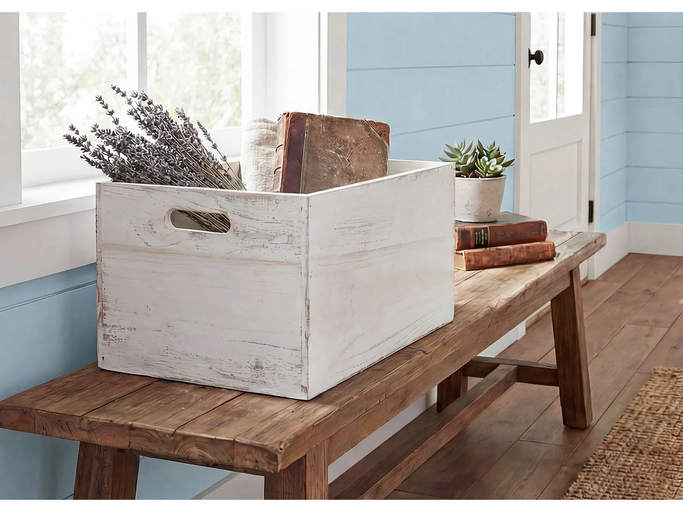 Boîte en bois MCW-C20,  40x30x24cm, blanc shabby