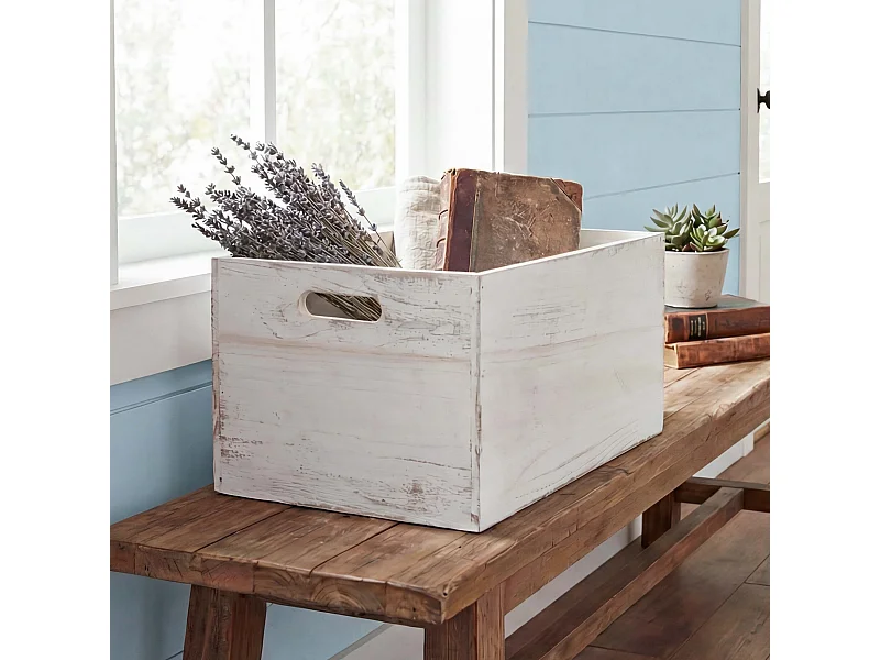 Holzbox MCW-C20, 40x30x24cm, weiß shabby