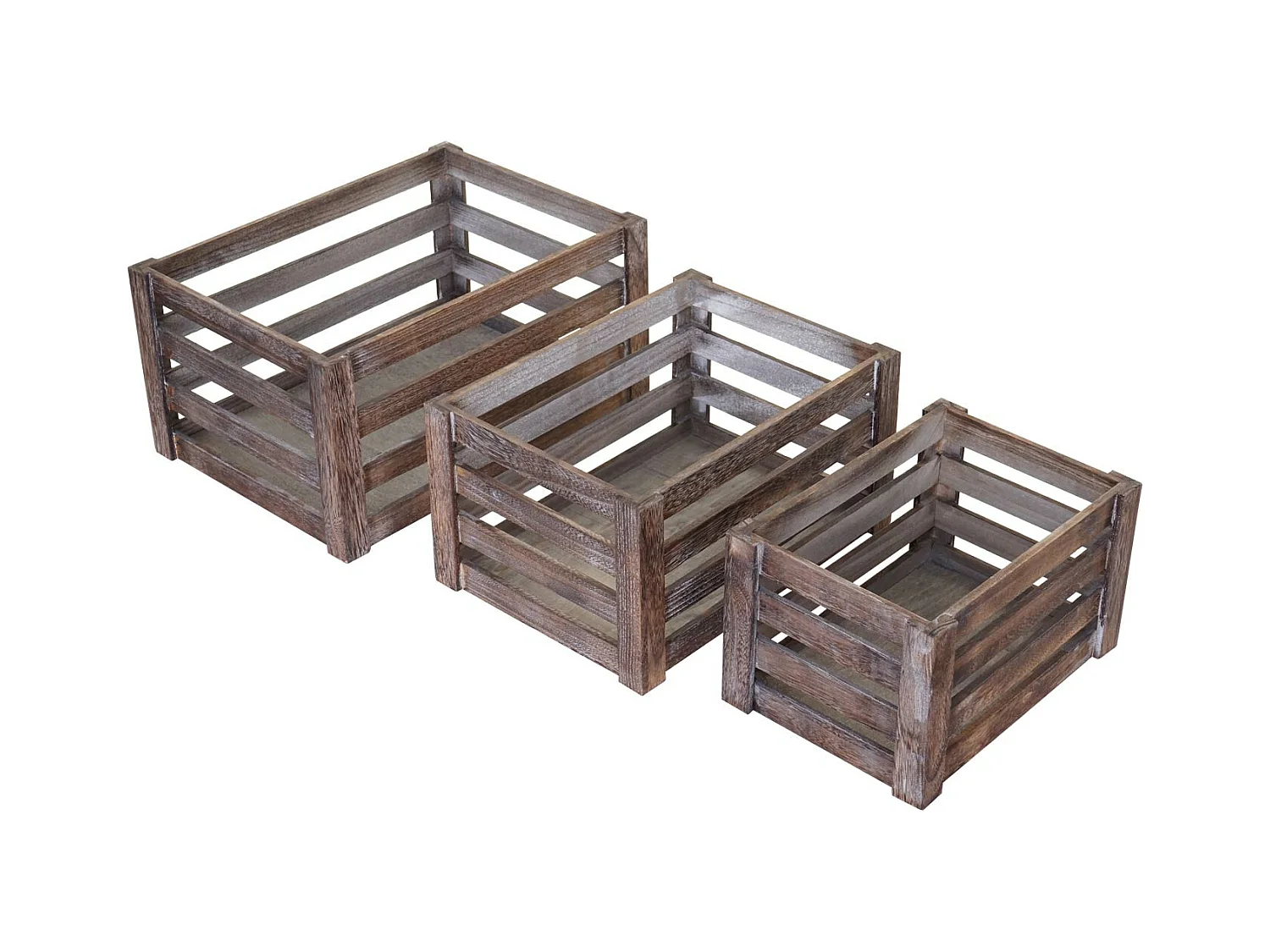 Caisse en bois MCW-C56 (set de 3),  brun shabby