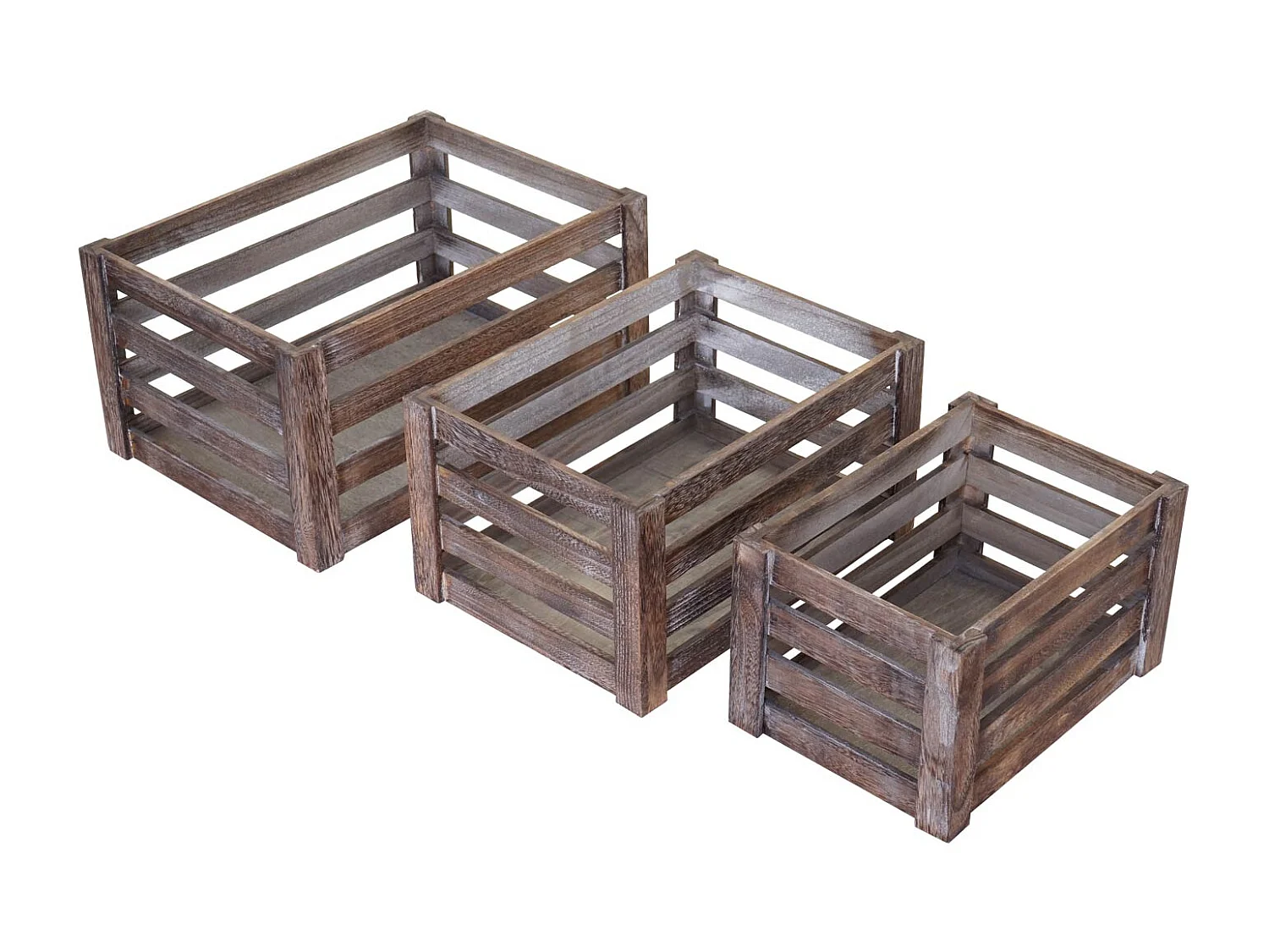 Caisse en bois MCW-C56 (set de 3),  brun shabby